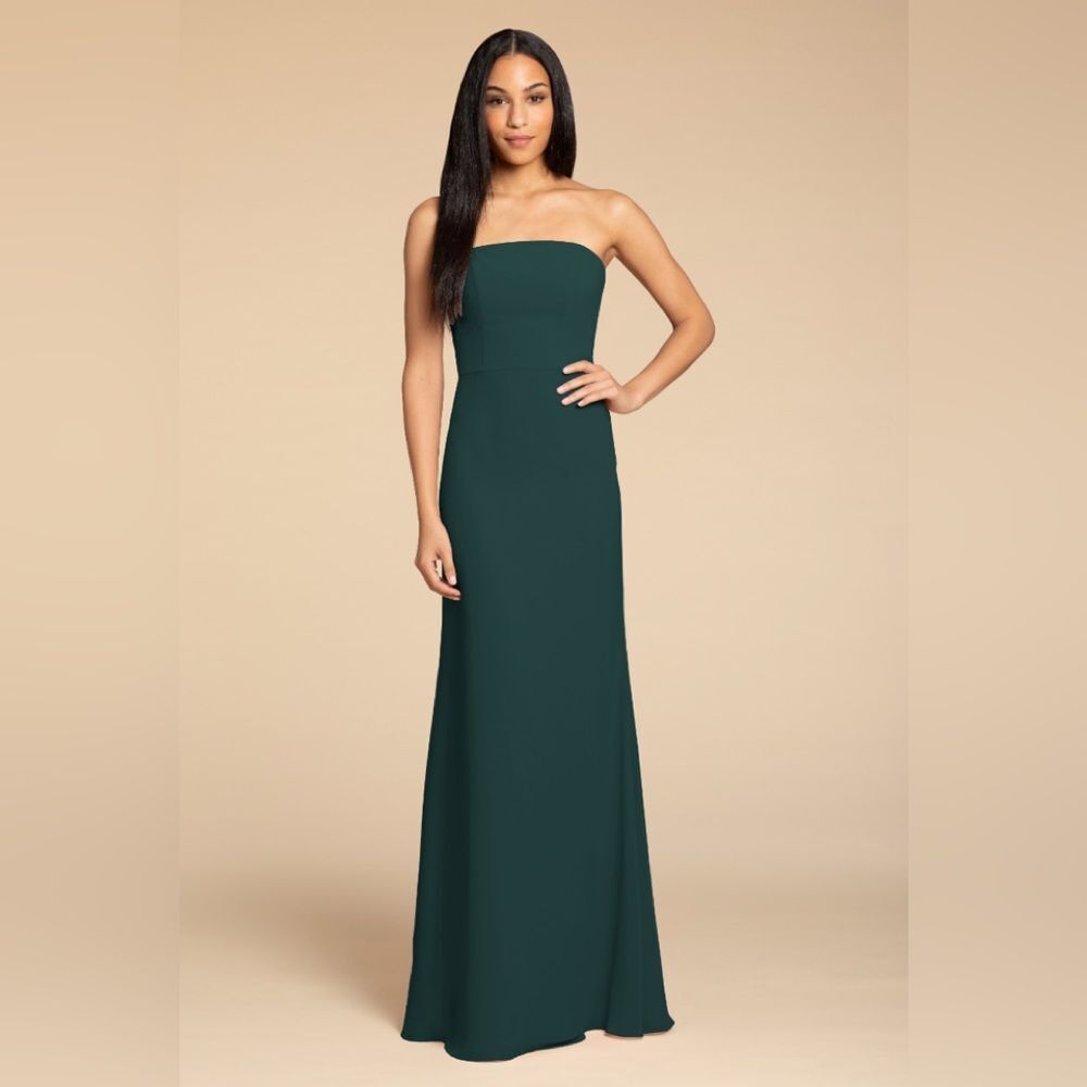 Hayley Paige Occasions Strapless Maxi Dress in Hunter Green